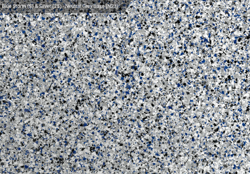 Blue Storm (S) & Silver (25) — N23 Neutral Grey base, official APC sample